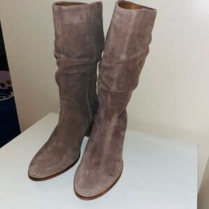 Joie Taupe Genuine Suede Heeled Boots